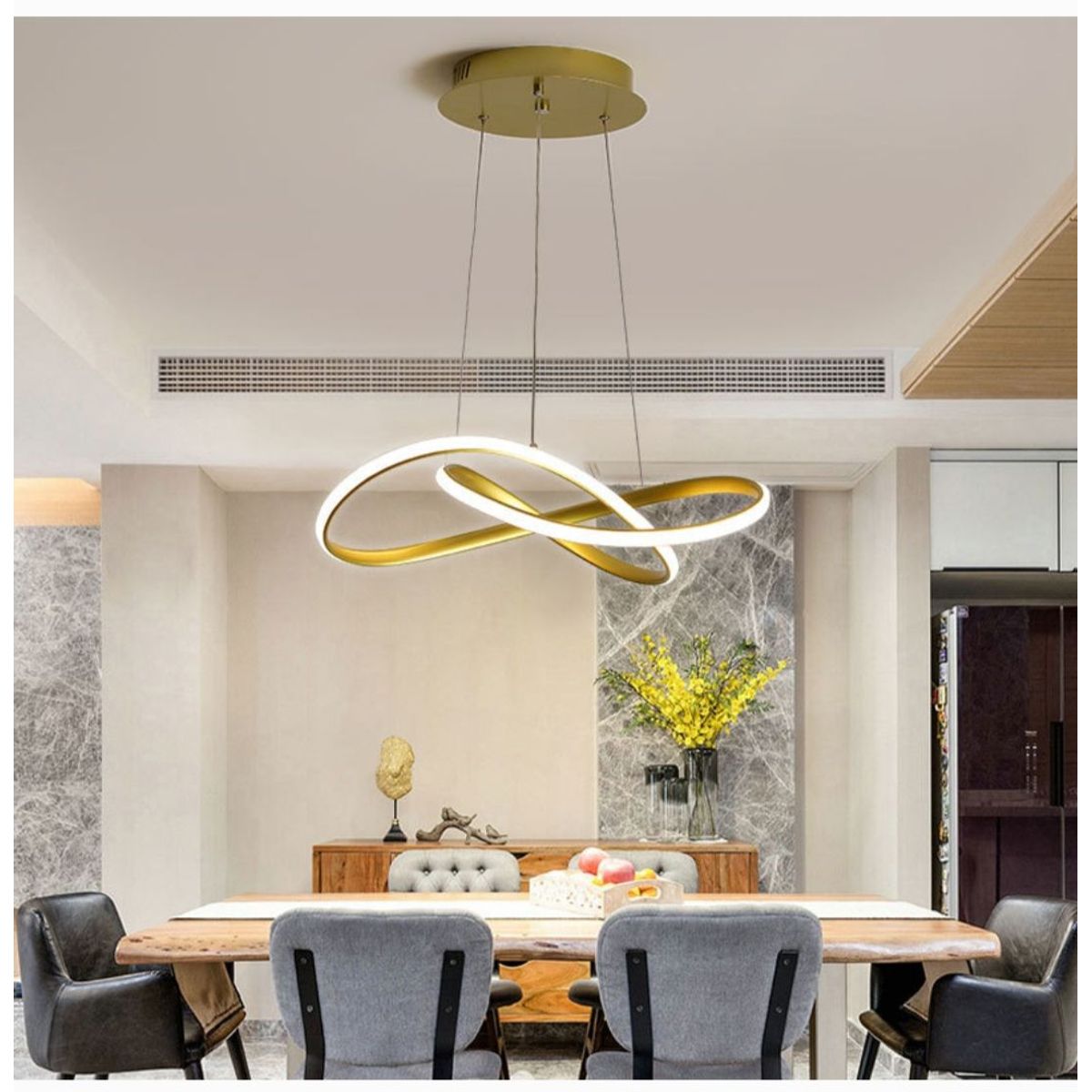 GENERICO - Lámpara colgante infinito dorado 3 luces