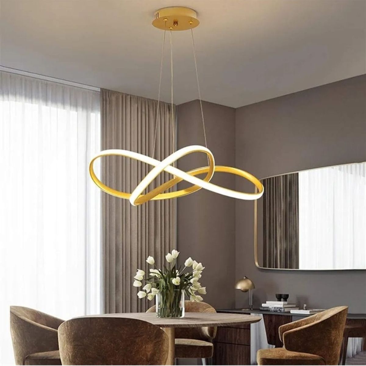 GENERICO - Lámpara colgante infinito dorado 3 luces