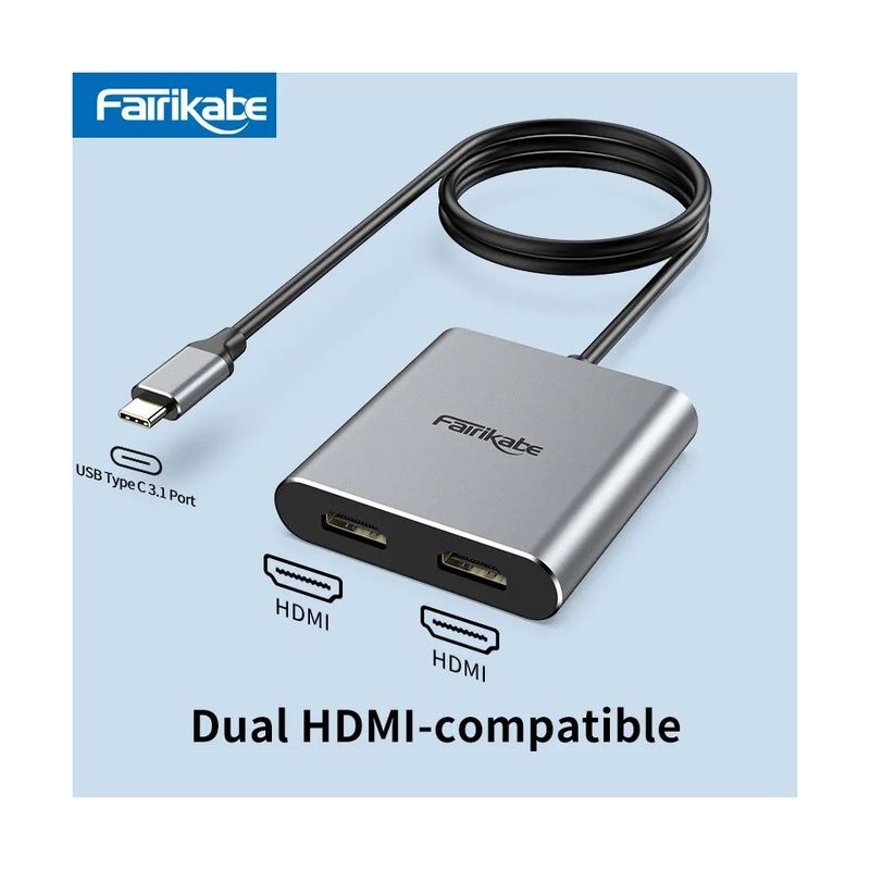 GENERICO - Adaptador USB C a HDMI dual USB C A 2 HDMI PC MAC IPAD ADAPTADOR VIDEO