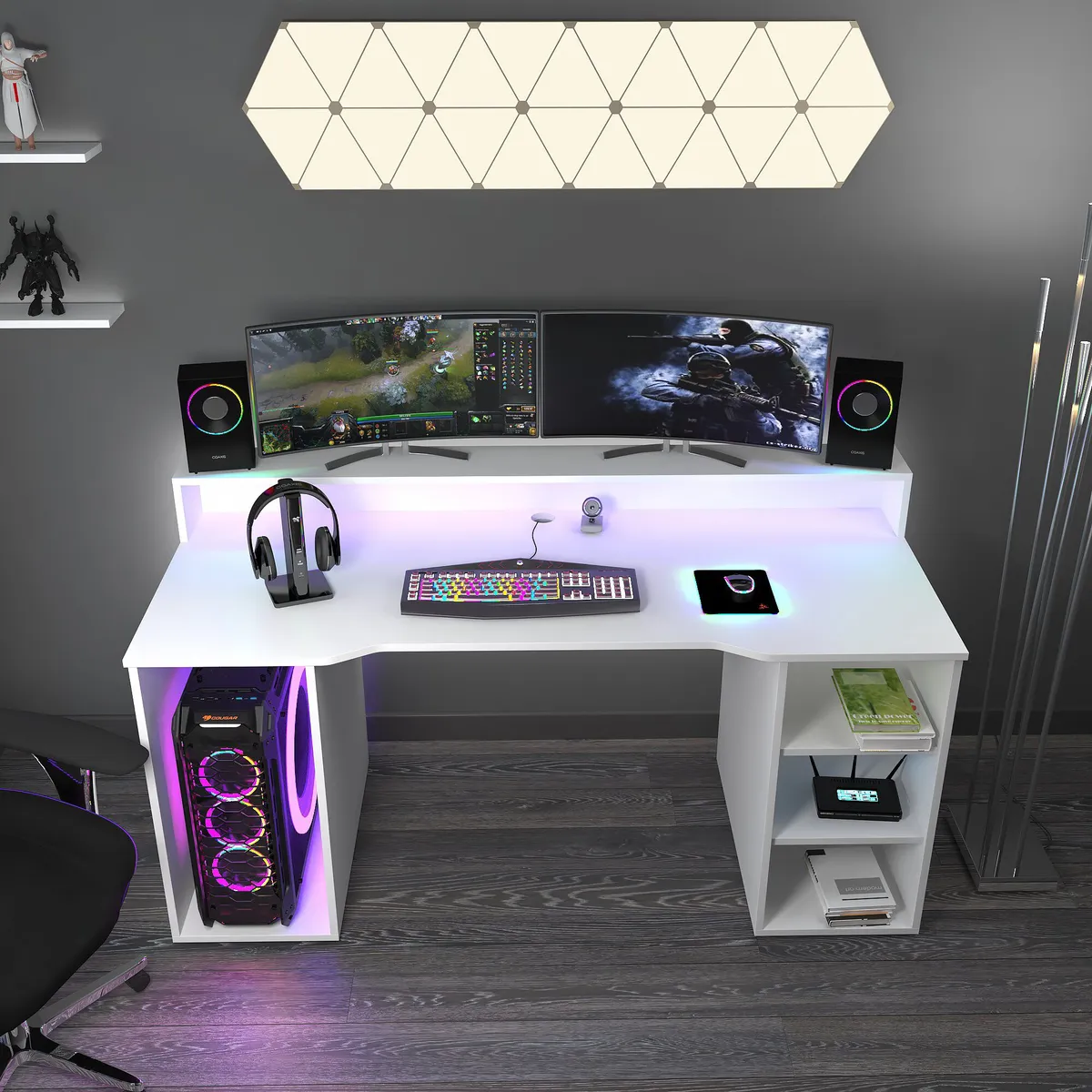 VENTITAS HOME - Escritorio Gamer Royale 145cm Blanco