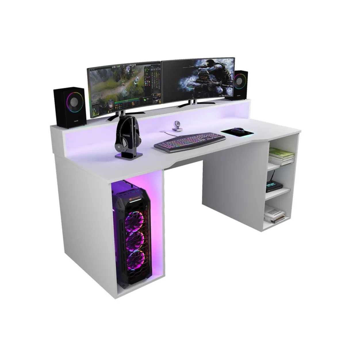 VENTITAS HOME - Escritorio Gamer Royale 145cm Blanco