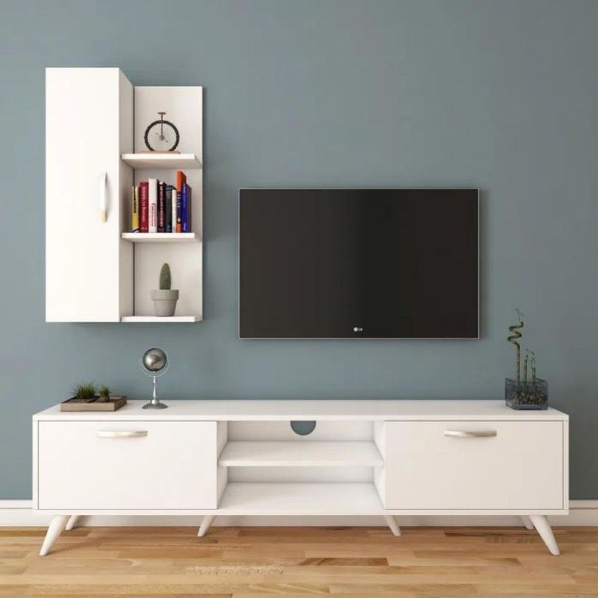 VENTITAS HOME - Mesa de TV Centro de Entretenimiento 55” Manhattan Blanco