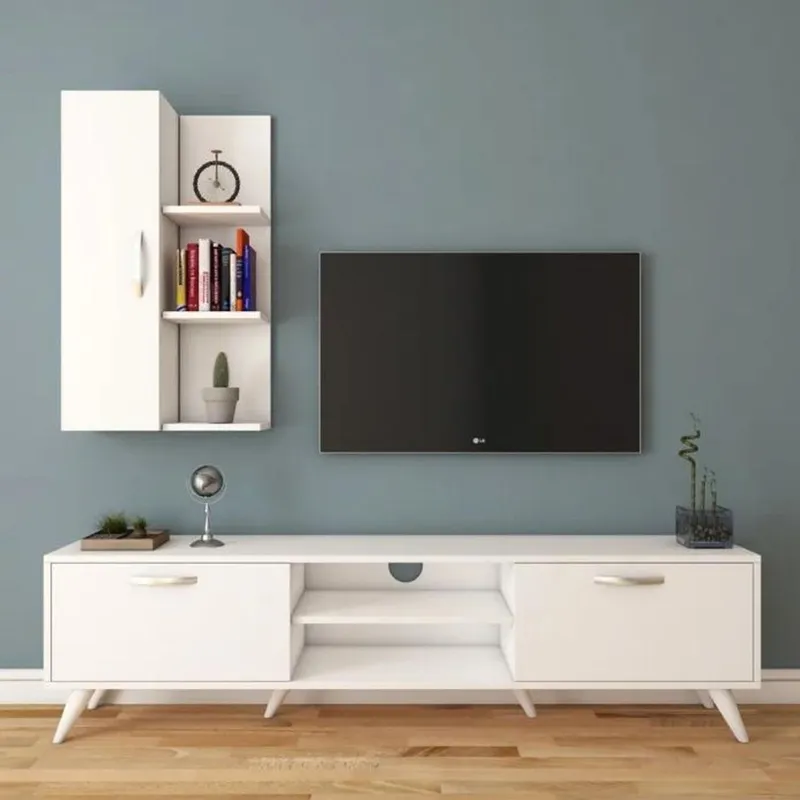 VENTITAS HOME - Mesa de TV Centro de Entretenimiento 55” Manhattan Blanco