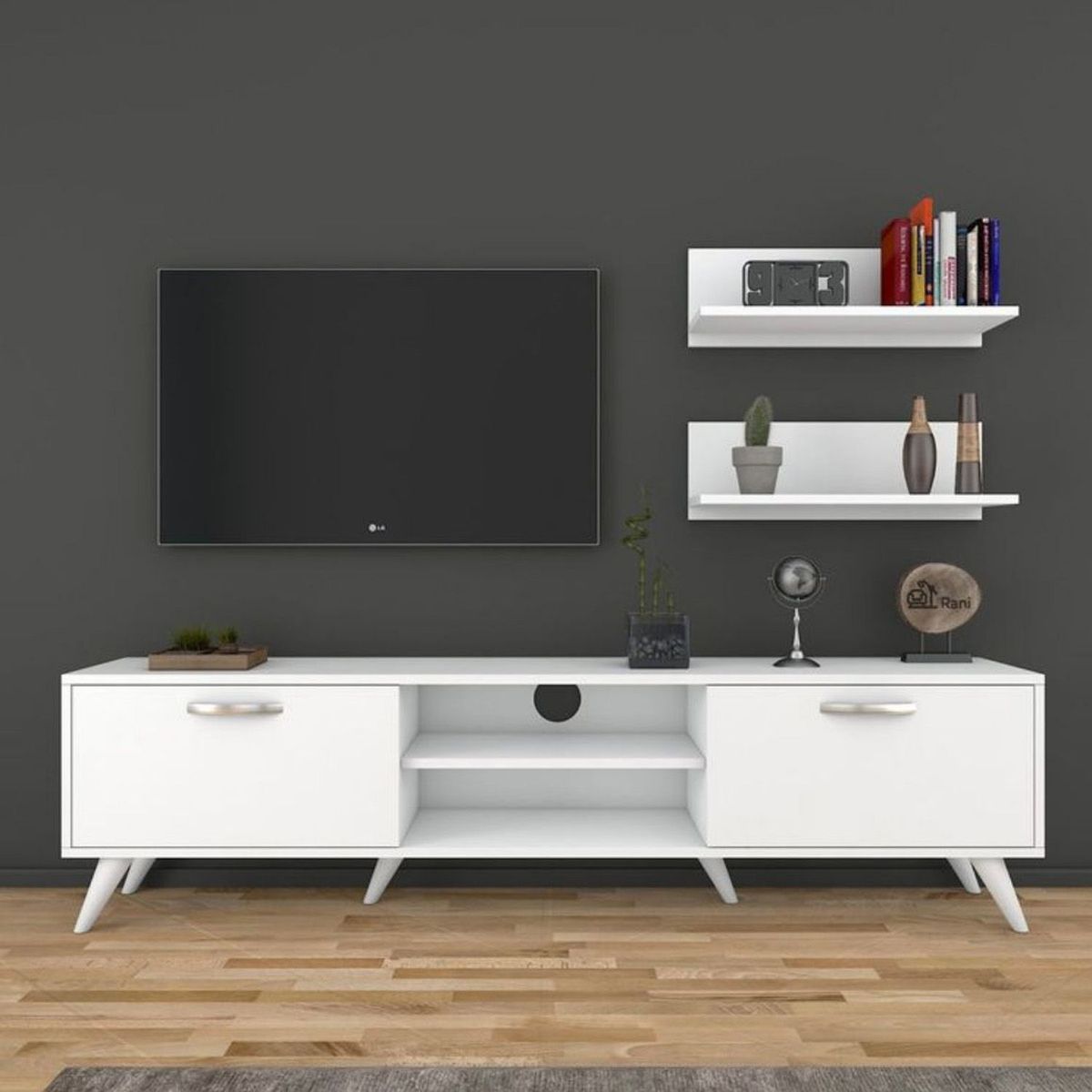 VENTITAS HOME - Mesa de TV Centro de Entretenimiento 55” Manhattan Blanco