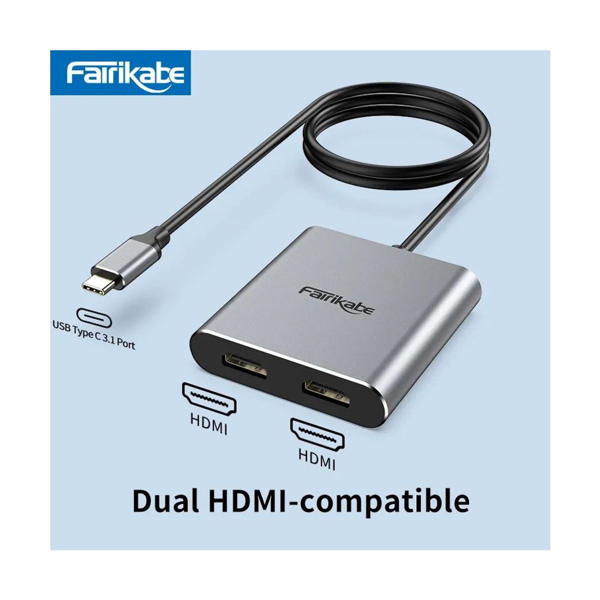 GENERICO - CONVERTIDOR VIDEO USB C A HDMI 2 HDMI PC MAC IPAD EXTENSOR VIDEO