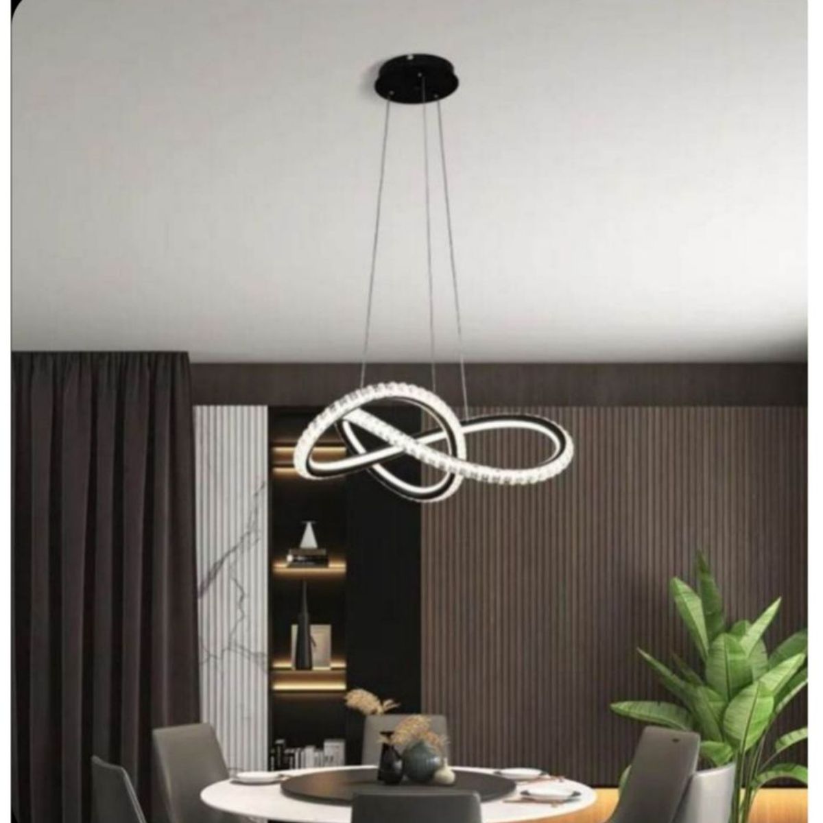 GENERICO - Lámpara colgante infinito negro con brillantes 3 luces incluye control