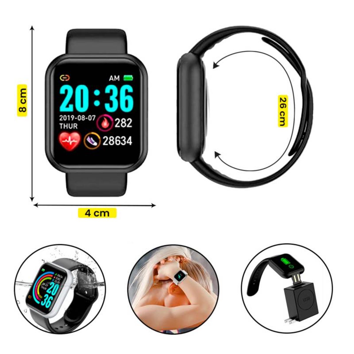 GENERICO - Brazalete Fit Smart D20 - Negro