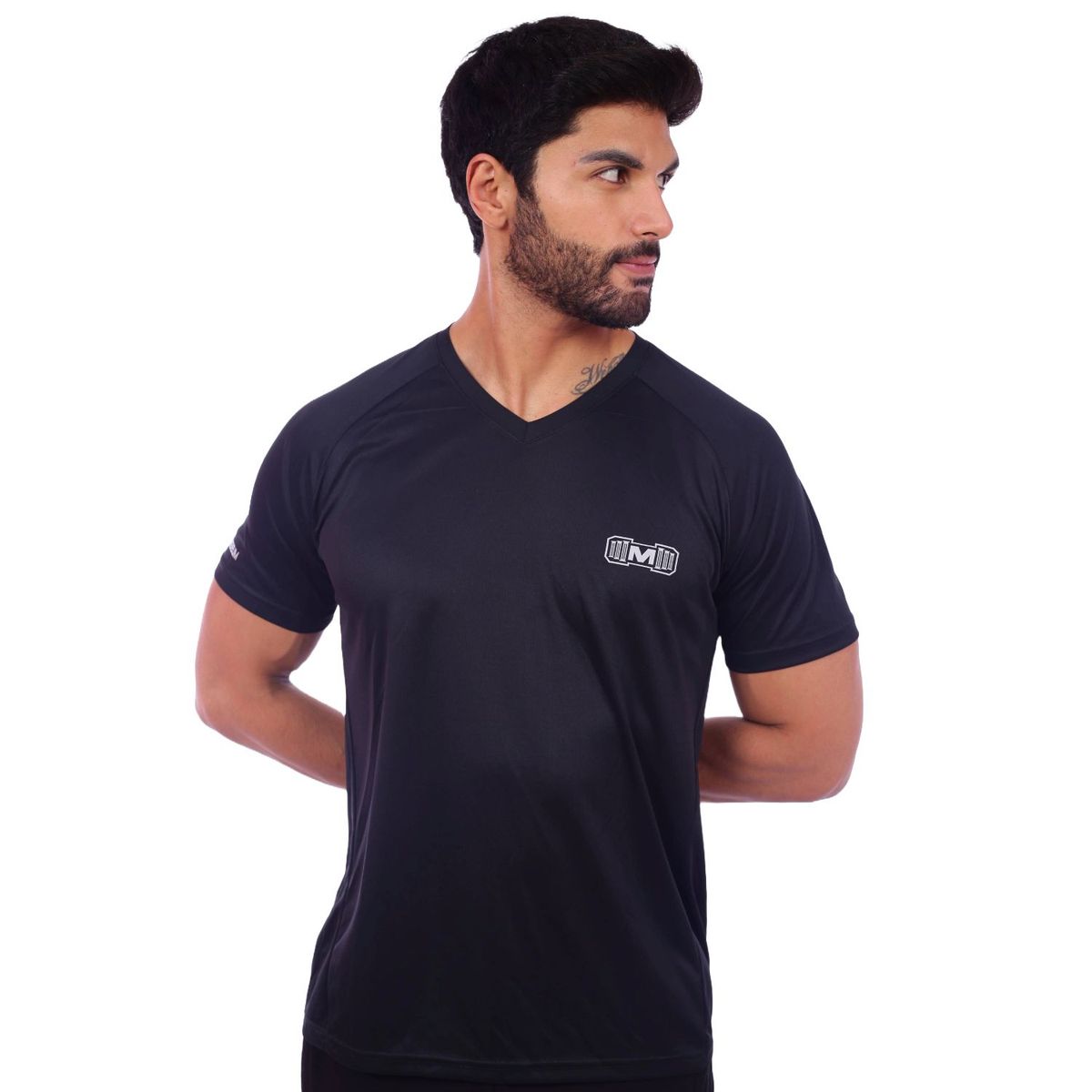 M MUSCLE MUSEUM - Polo Deportivo Color Negro para Hombre