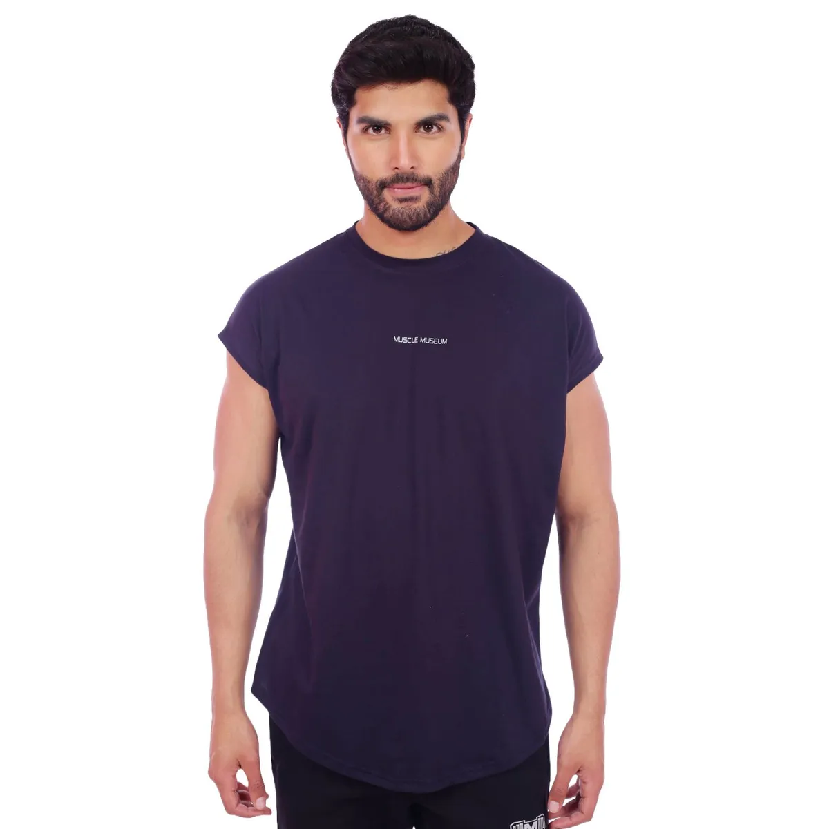 M MUSCLE MUSEUM - Polo Muscle Tee Manga Cero Color Azul Oscuro para Hombre