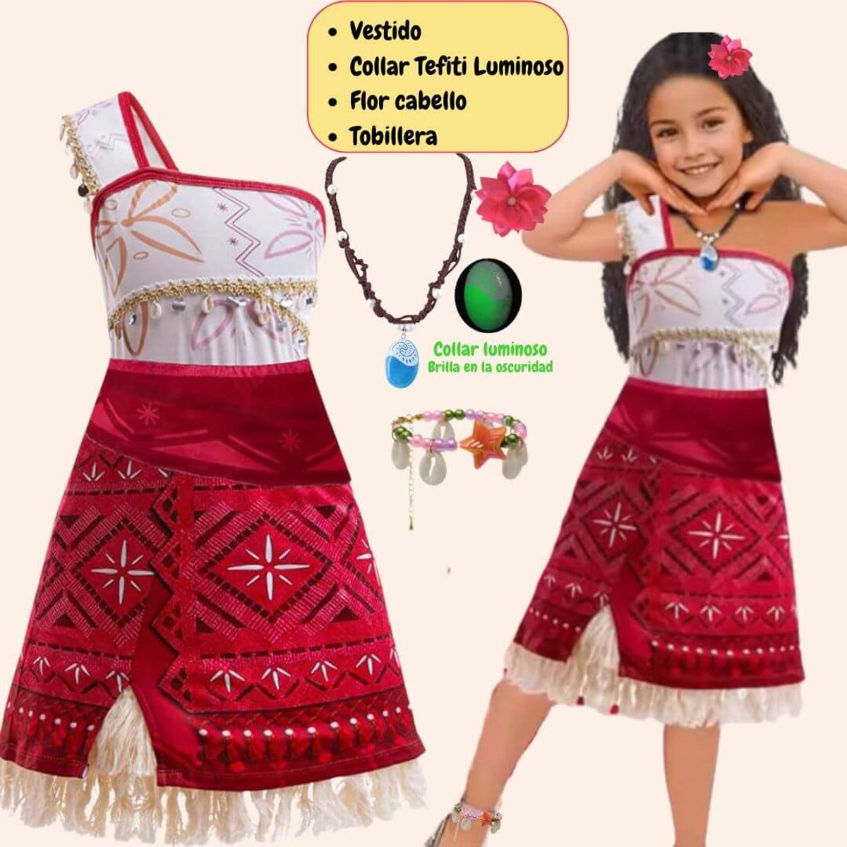 GENERICO - Vestido Princesa Moan 2 Traje Importado - Tallas  desde 4 hasta 16