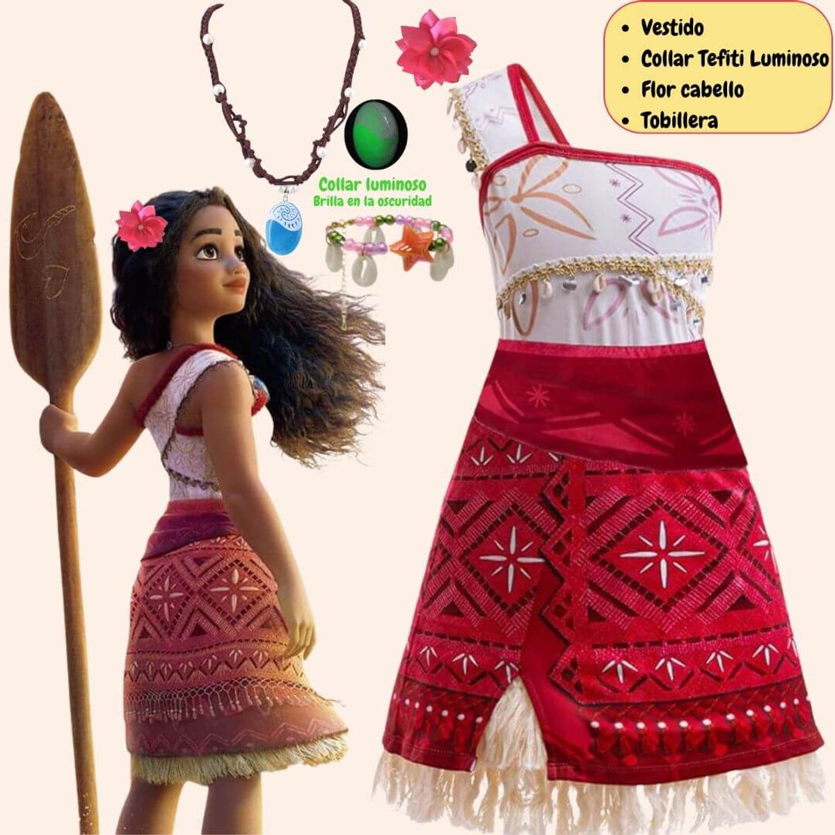 GENERICO - Vestido Princesa Moan 2 Traje Importado - Tallas  desde 4 hasta 16