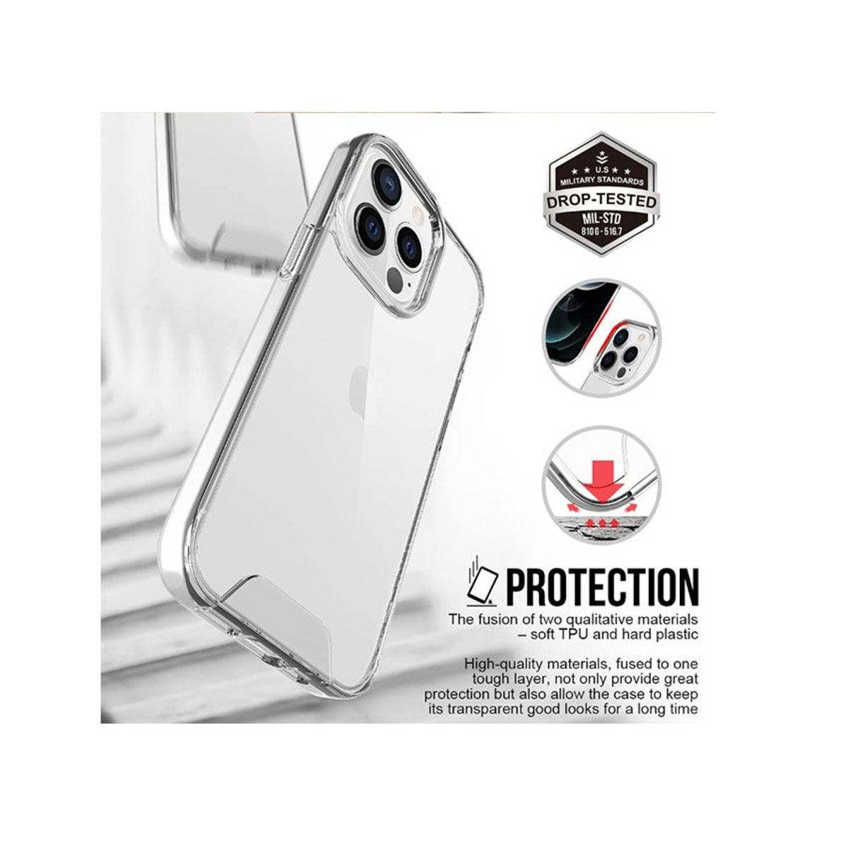 SPACE - Protector Case iPhone 15 + Vidrio Templado Pantalla