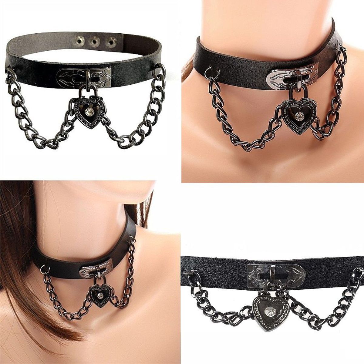 GENERICO - Collar Gargantilla gótica corazón de Cuero PU cosplay de Hall