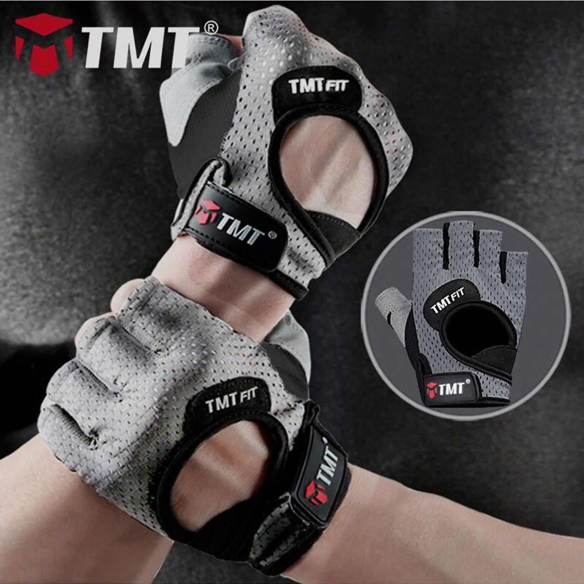 TMT - Guantes Gym TMT W46 Gris Transpirables Fitness Crossfit
