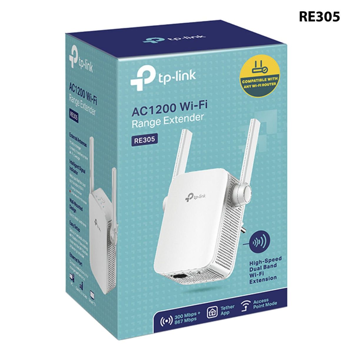 TP LINK - TP-LINK EXTENSOR AC1200, 2 ANTENAS EXT, 1 PUERTO F.E. (RE305)