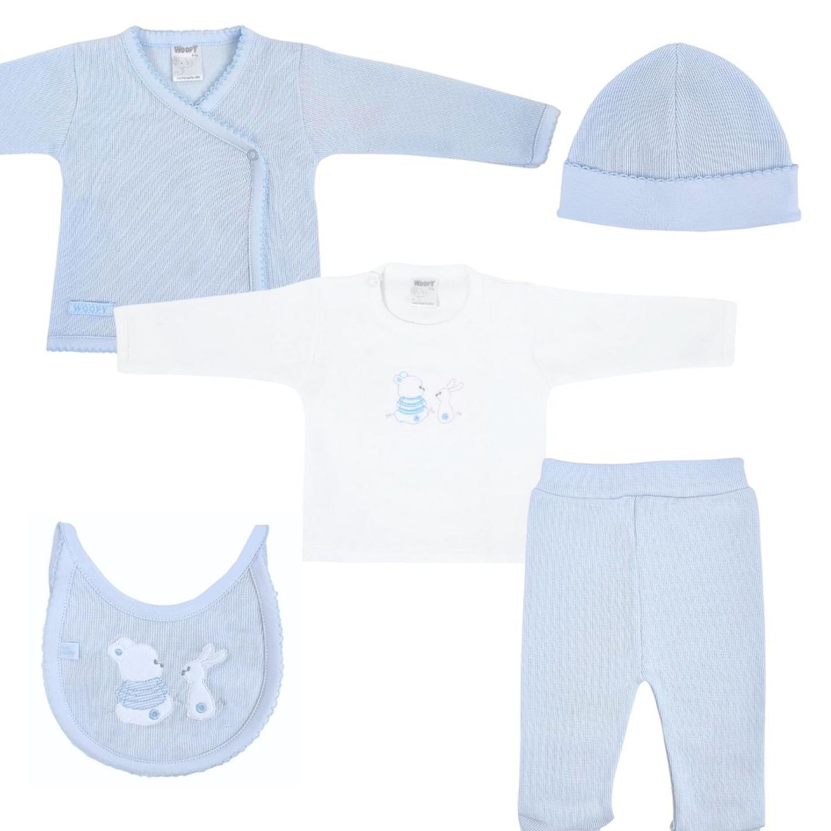 GENERICO - Conjunto Bebe - punto ingles - Amigos V2 - Celeste