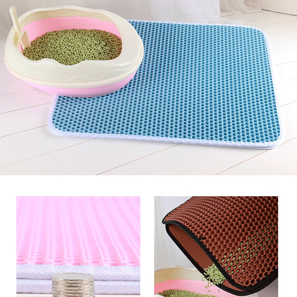 QUE PATAS PET SHOP - Alfombra Doble Capa Celeste para Gato