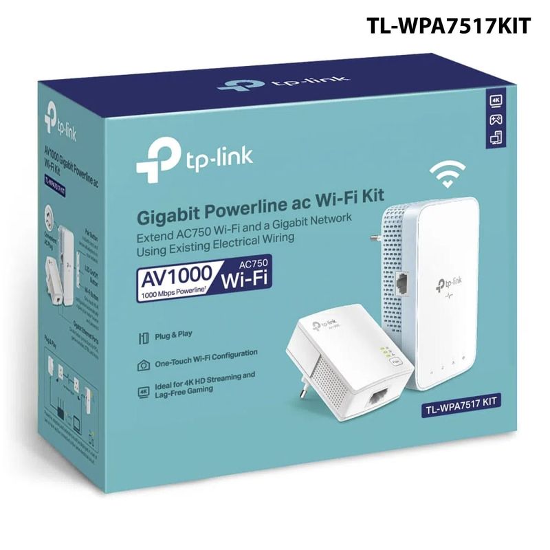 TP LINK - TP-LINK KIT POWERLINE AV1000  AC750 PUERTO GB TL-WPA7517KIT