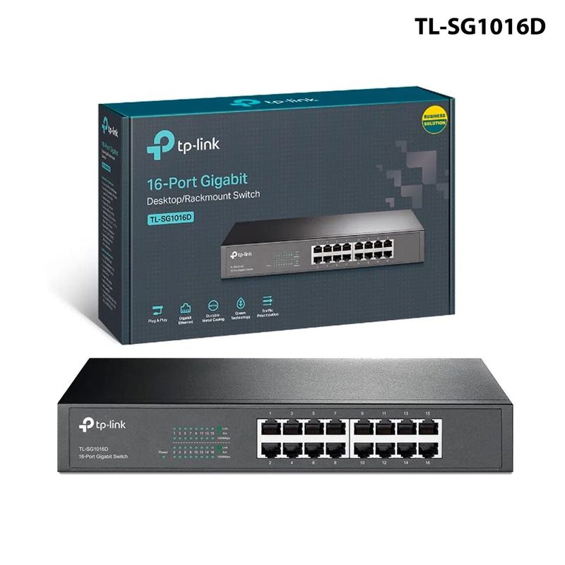 TP LINK - TP-LINK SWITCH 16P GB MBPS RACK 13 METAL TL-SG1016D