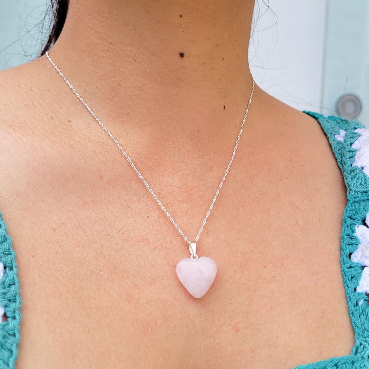 INTUERI - Collar Corazón Cuarzo Rosa - 2cm