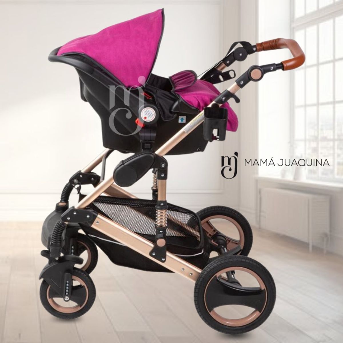VOYAGE - Coche Cuna Travel System «ZEUS» con Porta bebé Fucsia