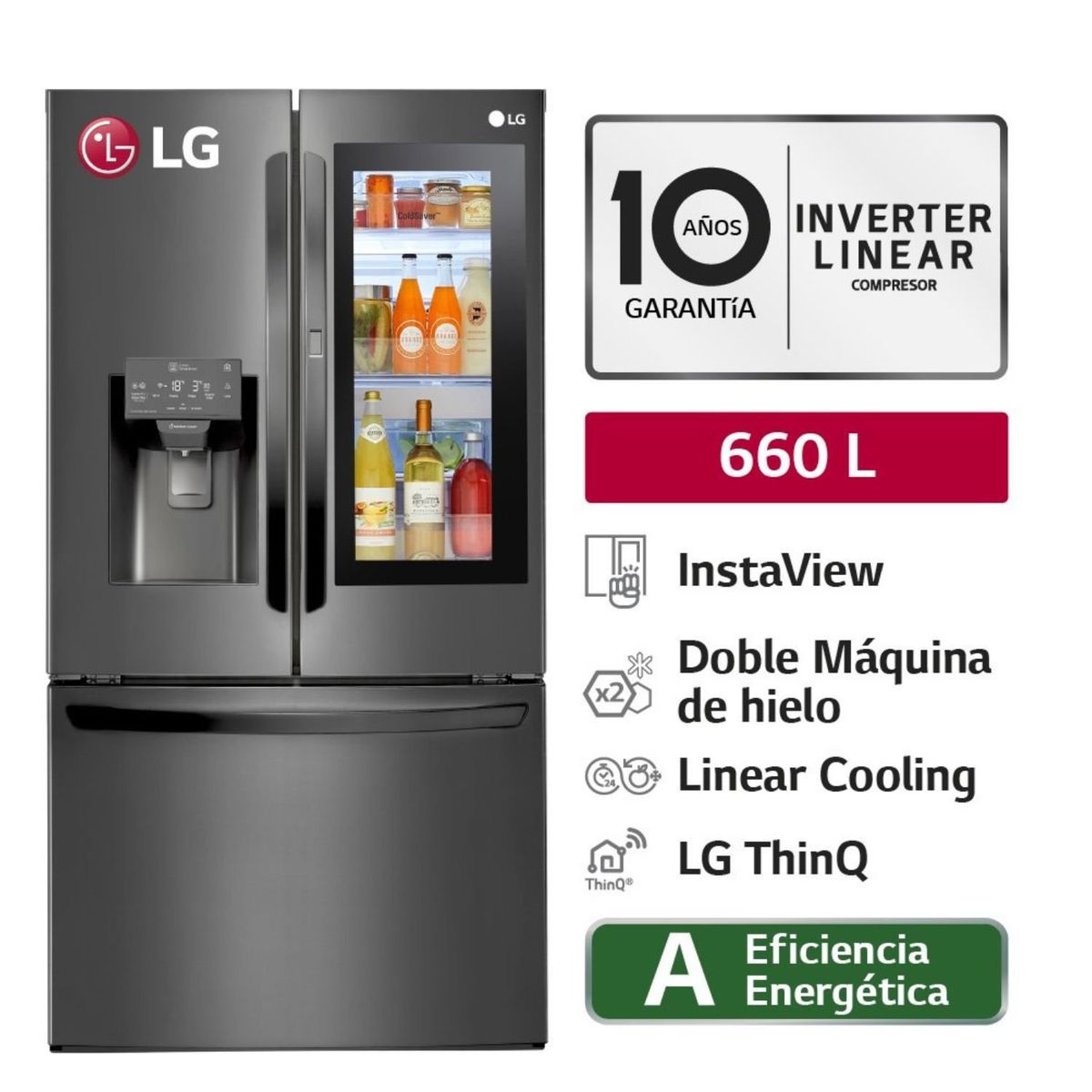 Refrigeradora LG French Door 660L InstaView™ con HygieneFresh y conectividad Wi-Fi - LM78SXT, marca LG - Foto Principal