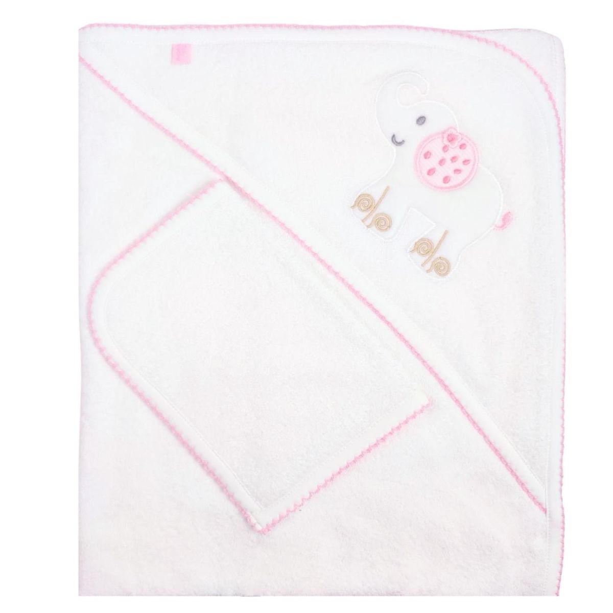 GENERICO - Toalla baño bebé - Elefante - Blanco-Rosado