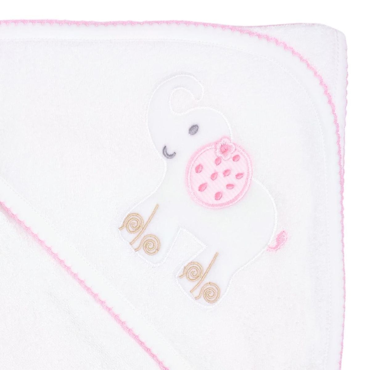 GENERICO - Toalla baño bebé - Elefante - Blanco-Rosado