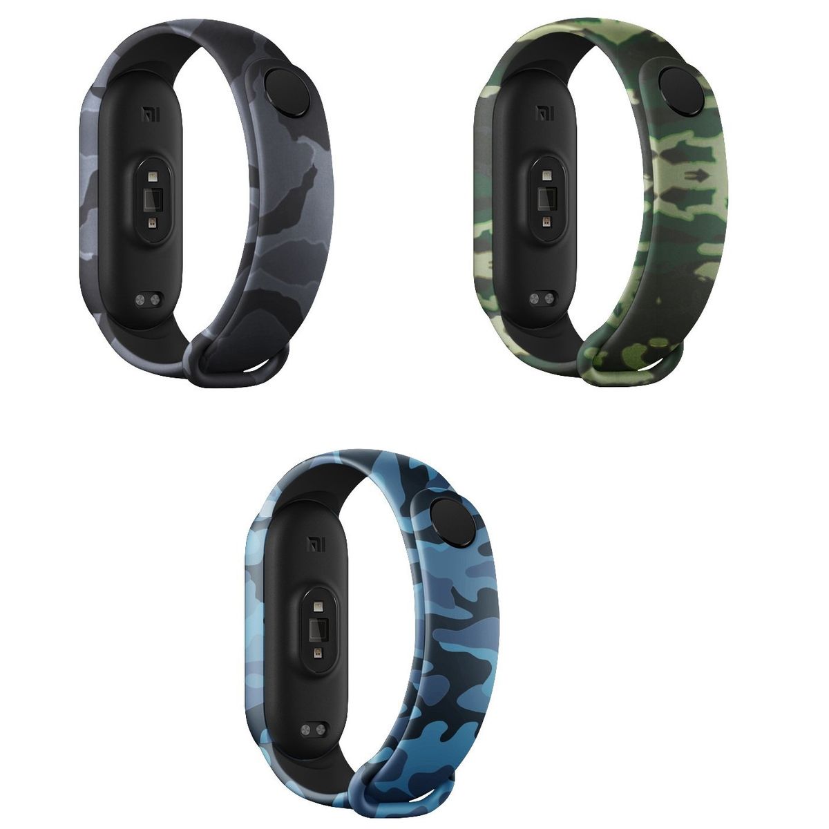 GENERICO - Correa Silicona Xiaomi Mi Band 5 / 6 / 7 camufladas X 3 unidades