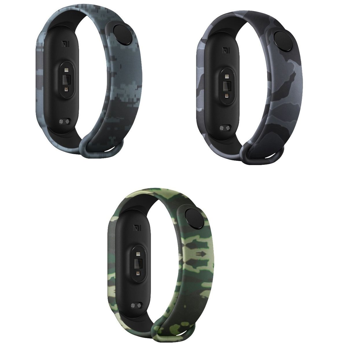 GENERICO - Correa Silicona Xiaomi Mi Band 5 / 6 / 7 camufladas X 3 unidades