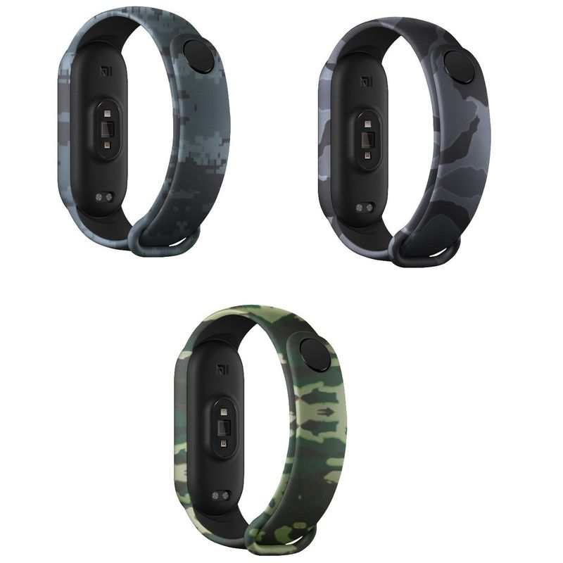 GENERICO - Correa Silicona Xiaomi Mi Band 5 / 6 / 7 camufladas X 3 unidades