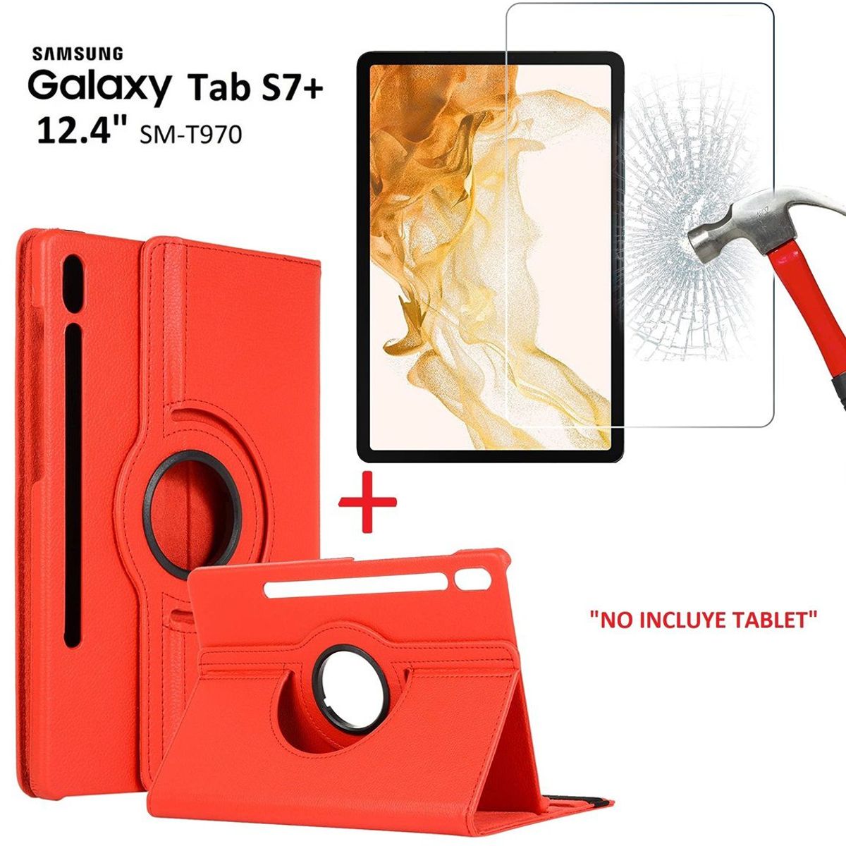 GENERICO - Funda Gratoria + Mica de Vidrio para Samsung Tab S7 Plus 12.4 SM-T970