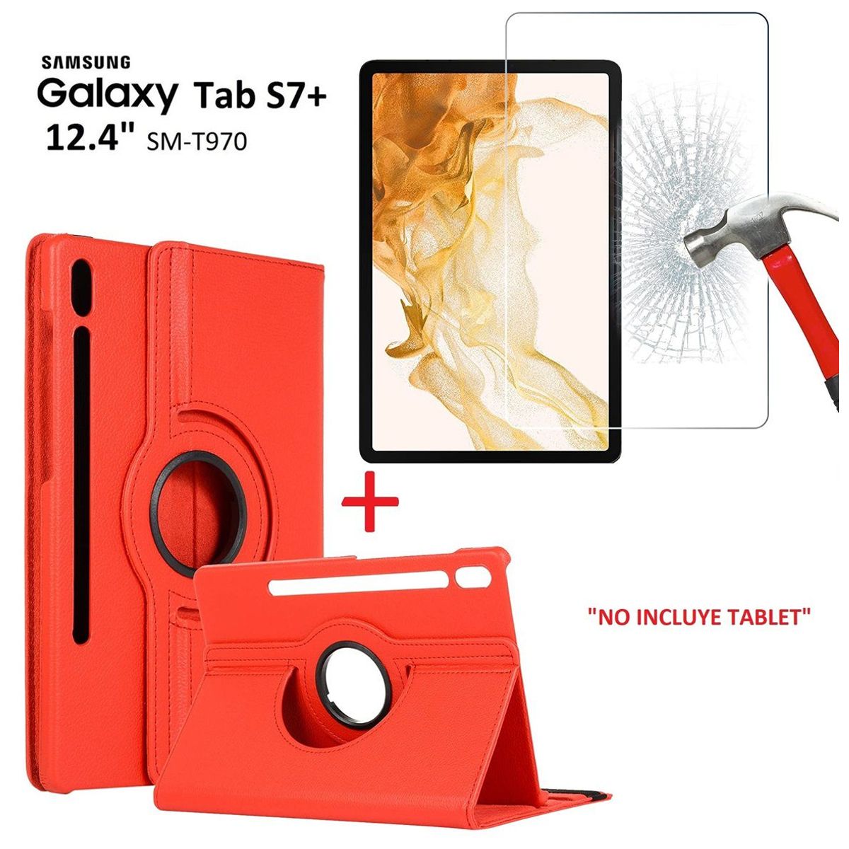 GENERICO - Funda Gratoria + Mica de Vidrio para Samsung Tab S7 Plus 12.4 SM-T970