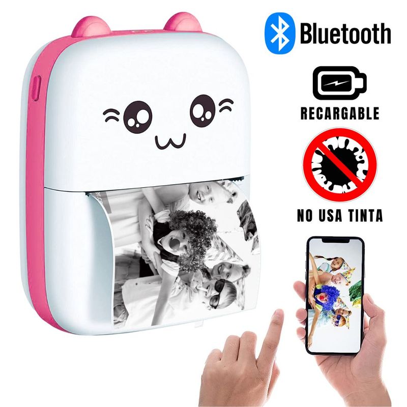 GENERICO - Mini Impresora Kawai Térmica Inalámbrica Recargable Rosa