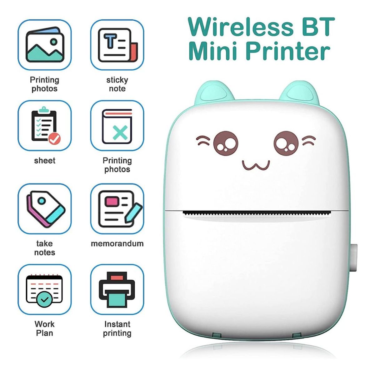 GENERICO - Impresora Portátil Kawai Recargable Impresión Térmica Rosa