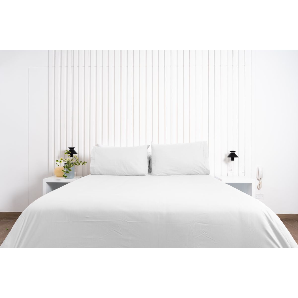 COBITEX HOME - Sábanas + Plumón Hipoalergénico + Funda Plumón 1 Plaza 600H Blanco 100% Algodón