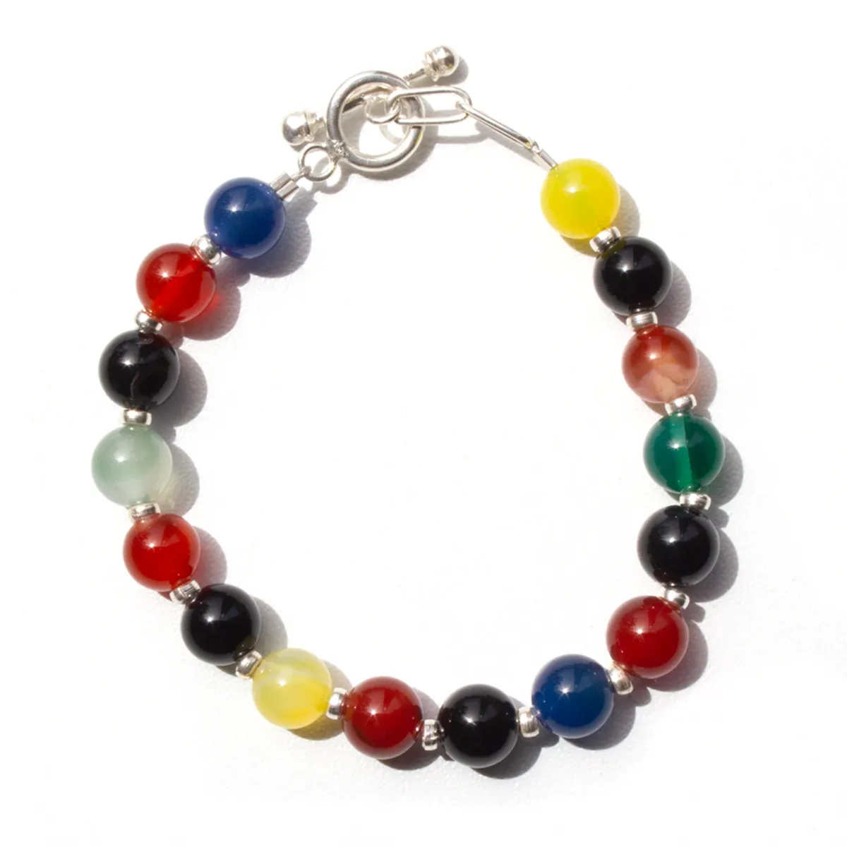 GENERICO - Pulsera de Cuarzo Ágata con Detalles en Plata 1Ley