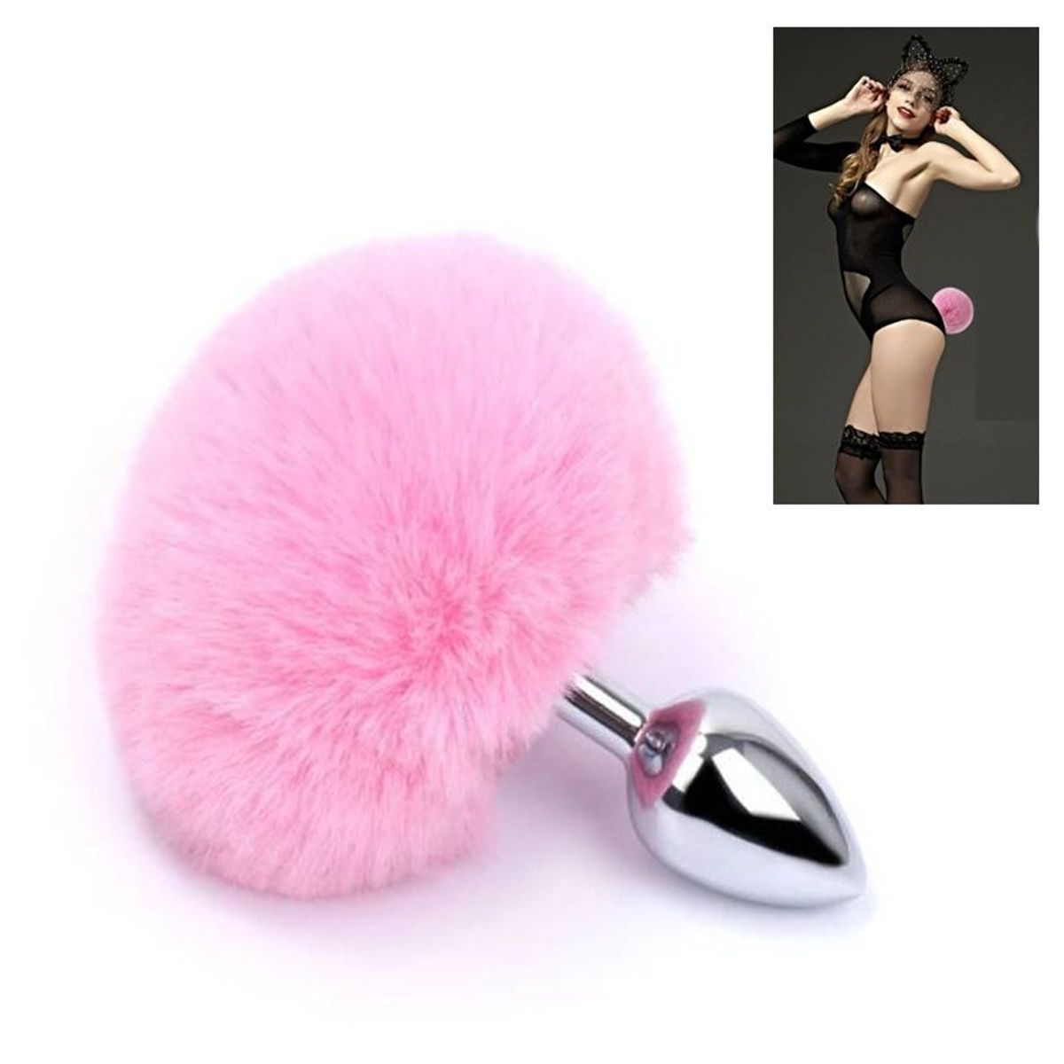 GENERICO - Plug Anal Cola Conejo Rosado Dilatador de Metal