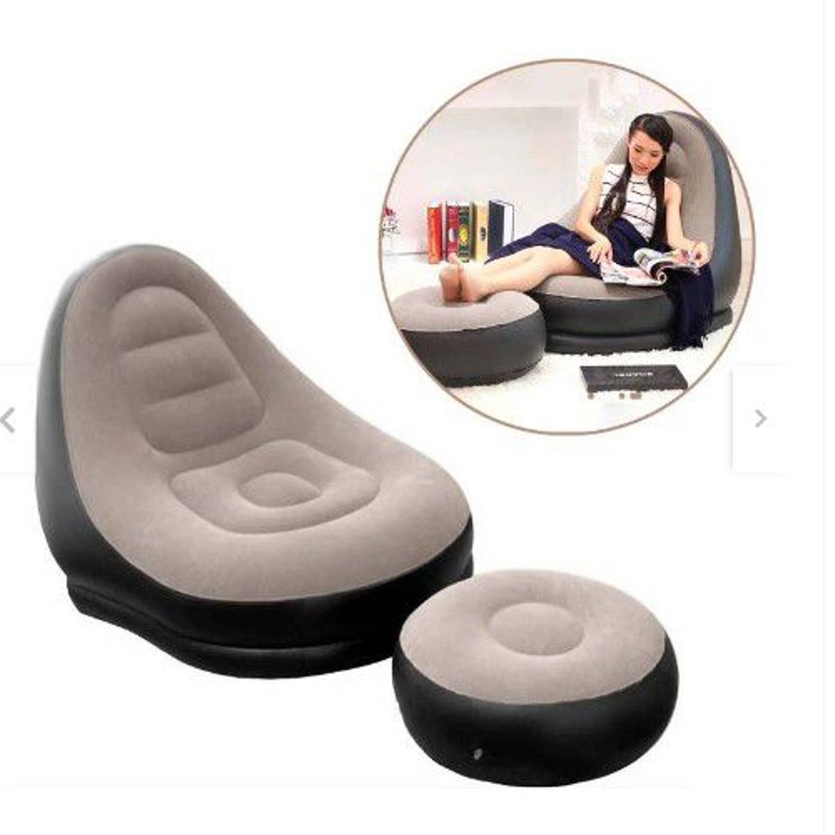GENERICO - Sillon Inflable Puff Reclinable Comodo Portatil Posapies