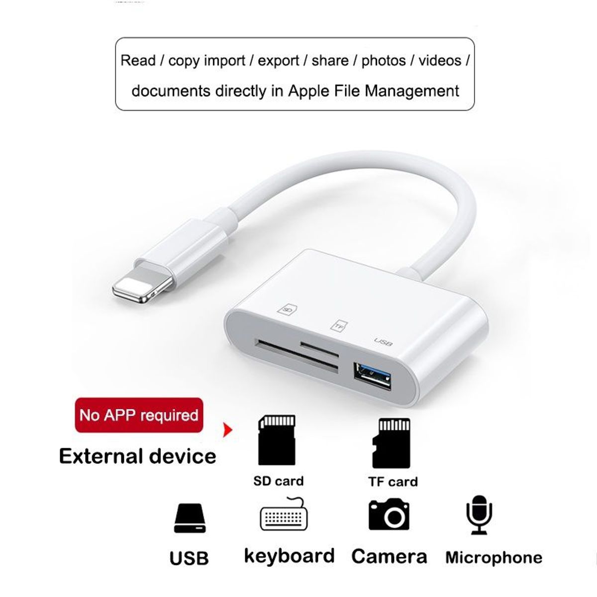 OEM - Adaptador Convertidor 3 en 1 Lightning a USB/ SD-TF