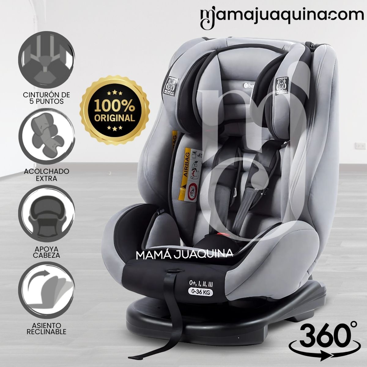 EBABY - Silla de Auto Giratorio Ebaby «VERO 360°» Dark Gray
