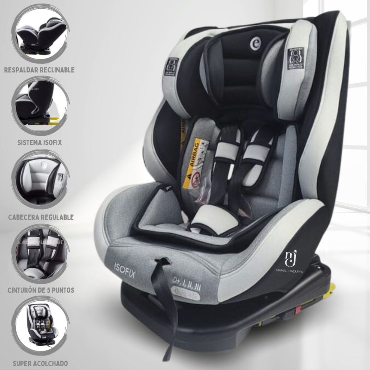 EBABY - Silla de Auto Giratorio Ebaby «RUPAL ISOFIX» Dark Gray