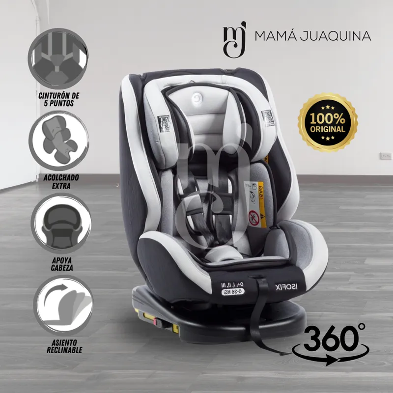 EBABY - Silla de Auto Giratorio Ebaby «RUPAL ISOFIX» Light Gray