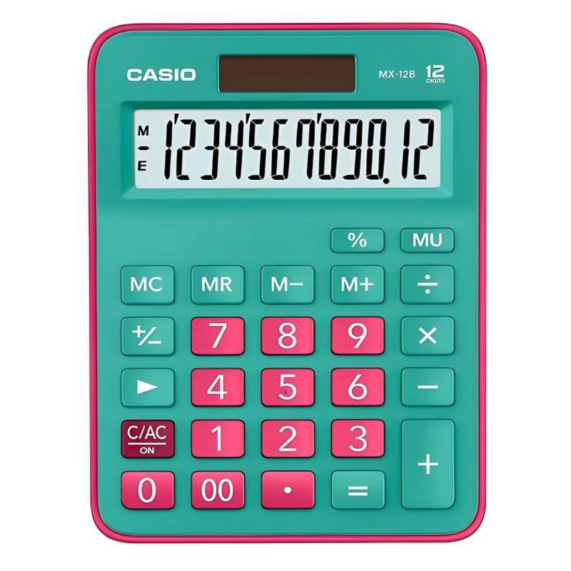 GENERICO - Calculadora CASIO MX-12B Edición Bicolor Verde Fucsia