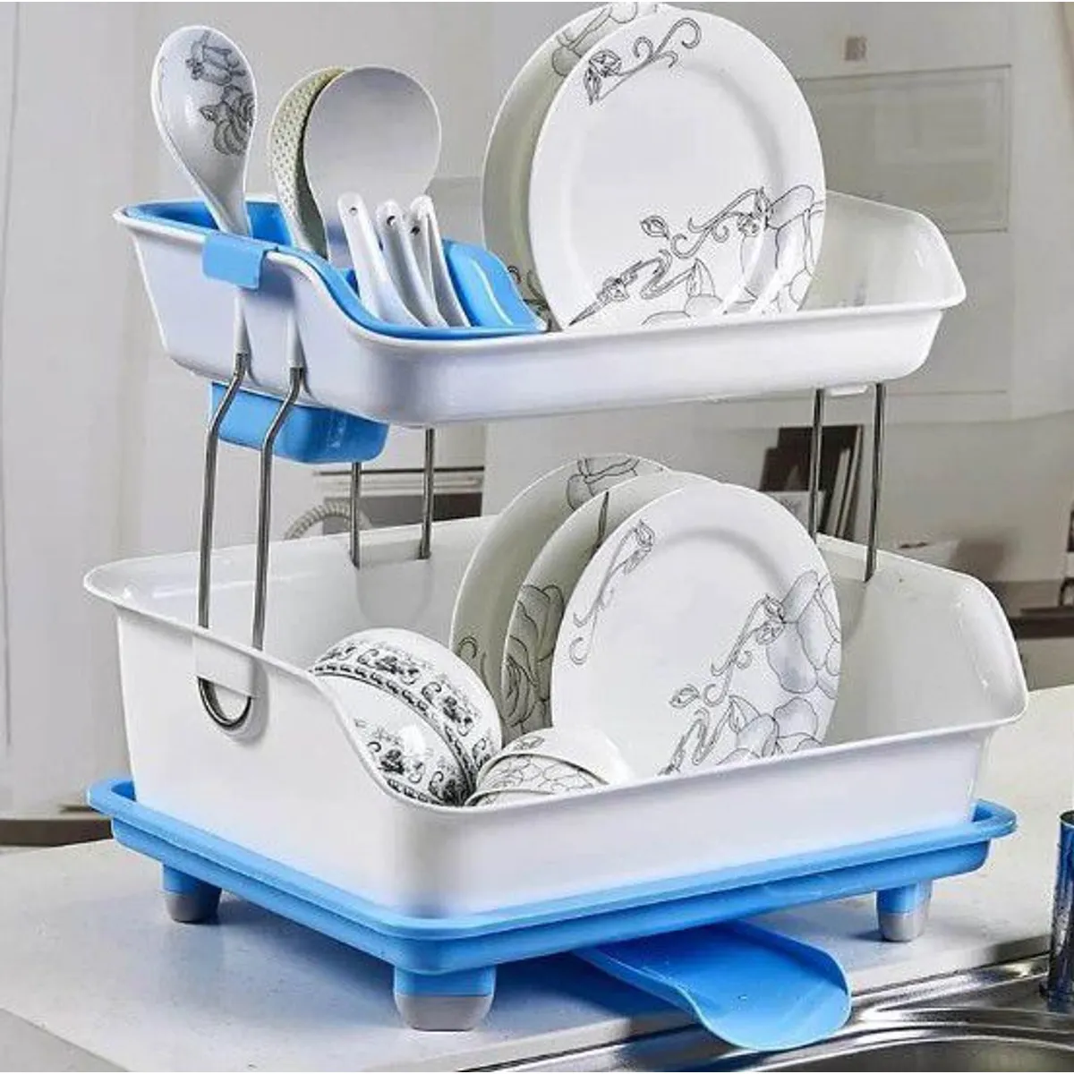 GENERICO - Escurridor de platos dos niveles con drenaje