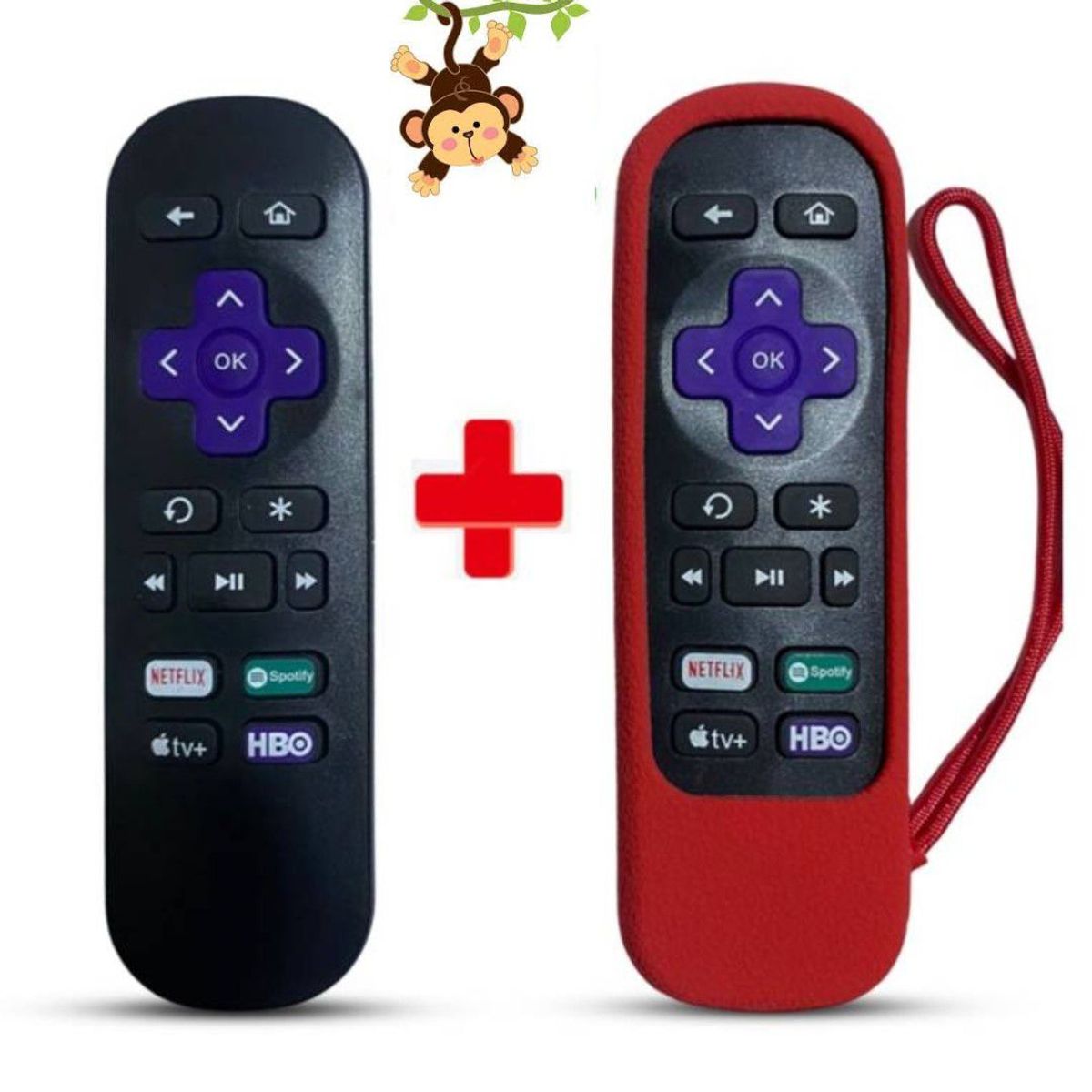 GENERICO - Control Remoto Roku Express Premiere  Funda Roja