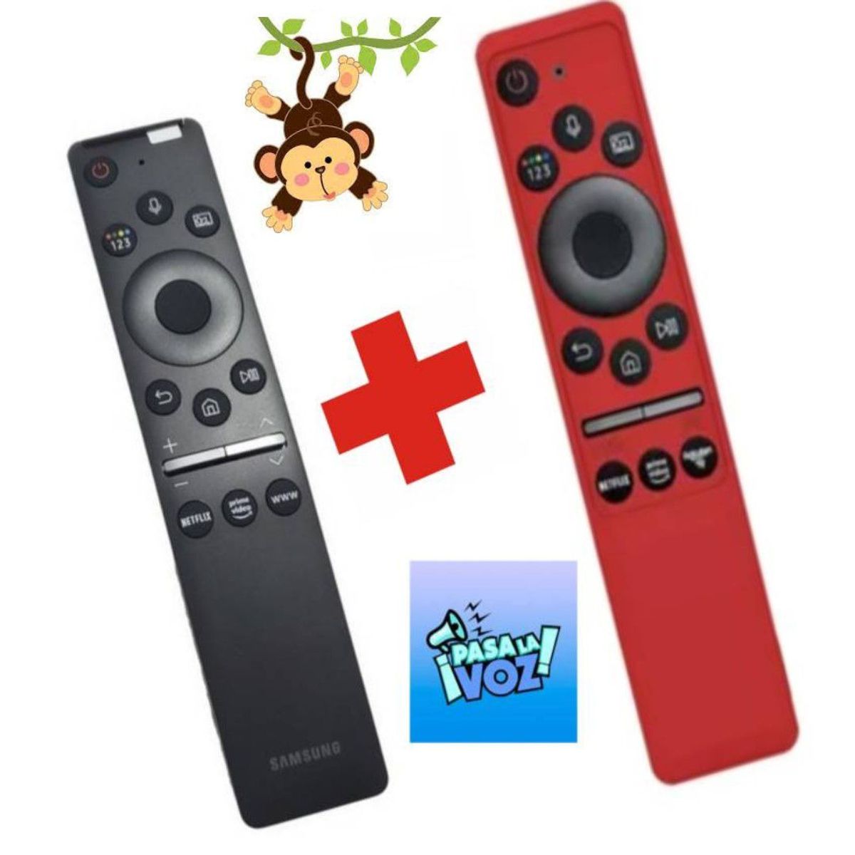 GENERICO - Control Remoto Samsung Con comando Voz Bn59-01330  Funda Roja