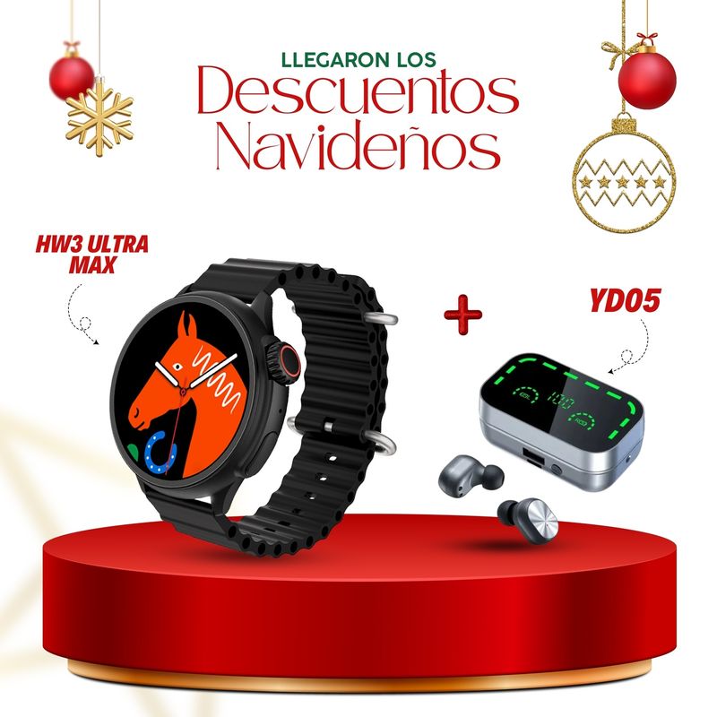 GENERICO - Smartwatch HW3 Ultra Max Color Negro + Audífono