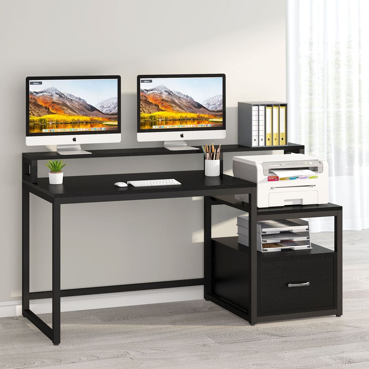 VENTITAS HOME - Escritorio Archivador Gamer Industrial Fornitte Ventitaspe Negro