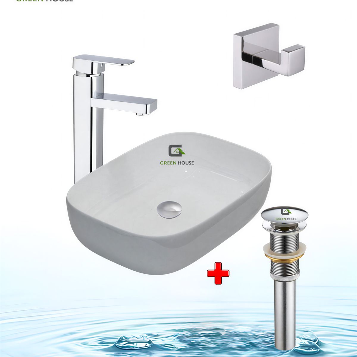 GREEN HOUSE - COMBO LAVATORIO ALEXA CON MEZCLADORA CROMADA